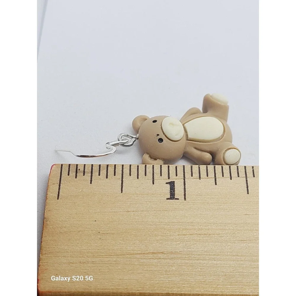 Handcrafted Tan‎ Bear Dangle Drop Earrings NEW 1.0